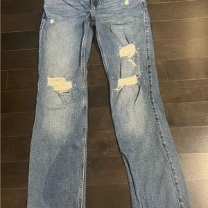 Hollister Light Blue Distressed Straight Leg Jeans